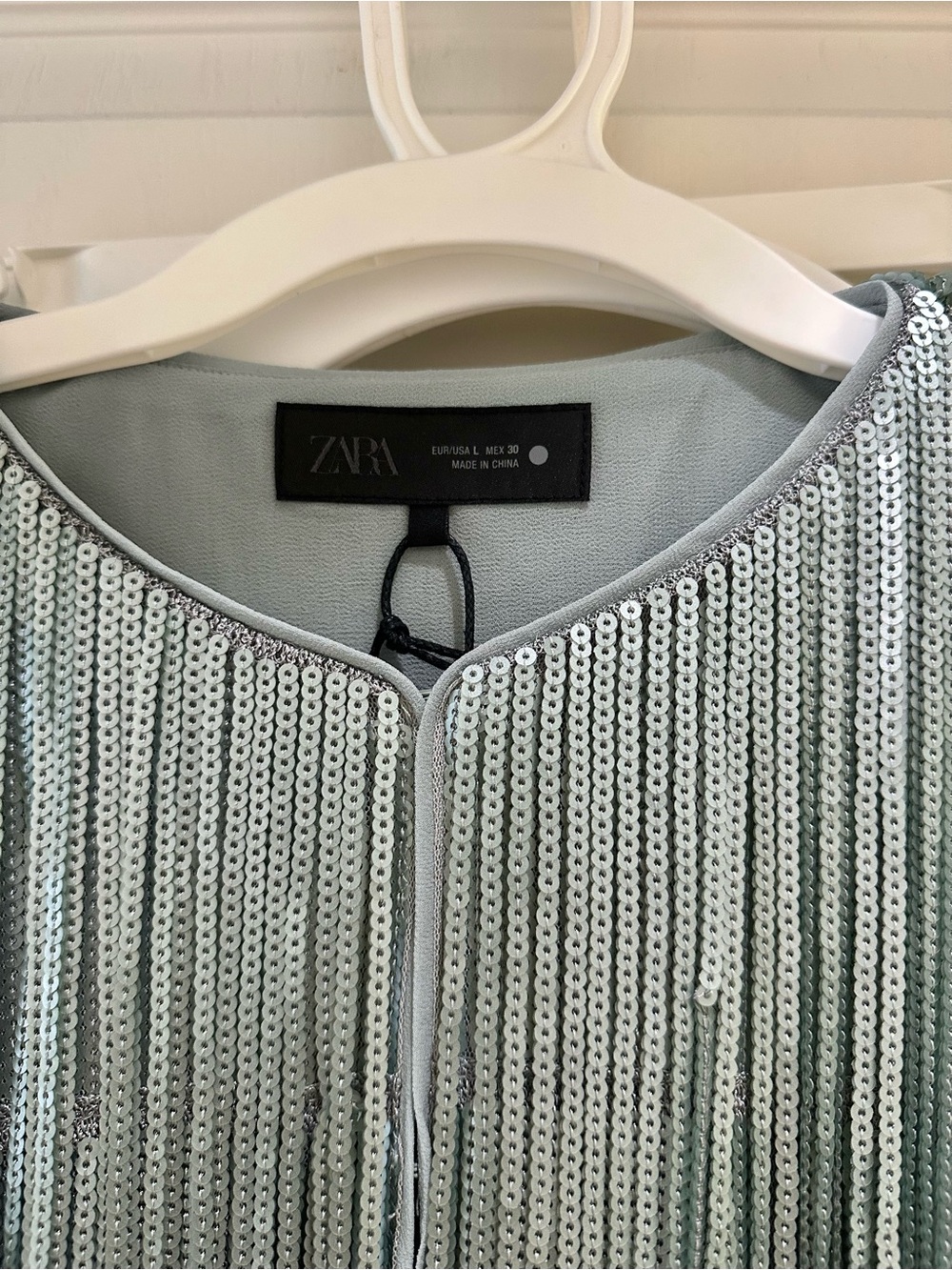 Zara ZW Collection Fringed Sequin Jacket in Silver-Stone - Picture 12 of 14